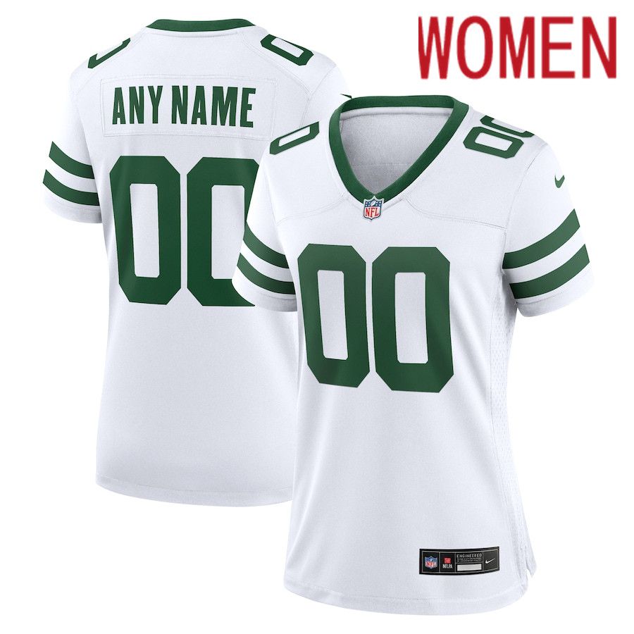 Women New York Jets Nike Legacy White Custom Game NFL Jersey->customized nfl jersey->Custom Jersey